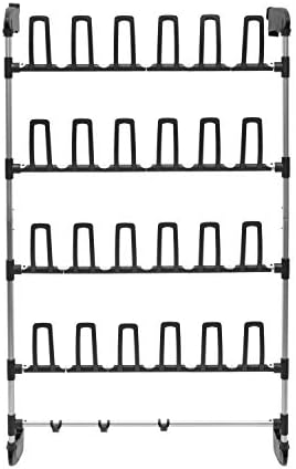 Neu Home Hanging Over door 12 Pair Shoe Storage Rack with Bottom Bar Bag Holder, black (17717W-1) - Image 5