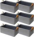 SNWDN 6 Pack Closet Cloth Storage Bins with Handles（Grey 16.5''L x 11.8''W x 9.8''H） by Unknown