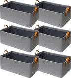 SNWDN 6 Pack Closet Cloth Storage Bins with Handles（Grey 16.5''L x 11.8''W x 9.8''H） by Unknown