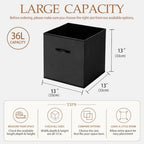 WUIKE 13 Inch Cube Storage Bins, Black, Faux Leather Front, 4-Pack - Image 2