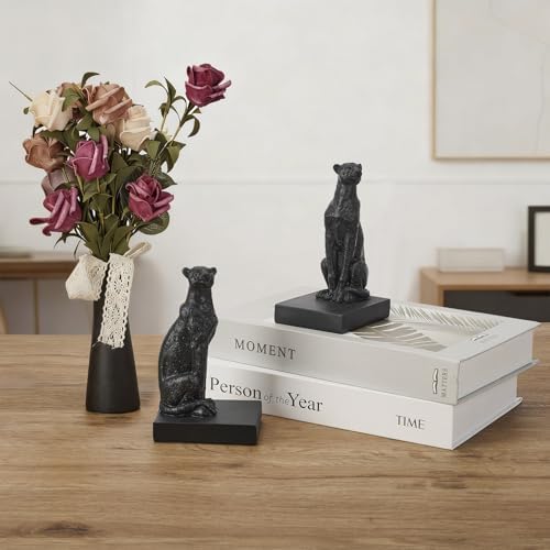 Black Cheetah Book Ends, Decorative Leopard Bookends for Shelves - Image 5