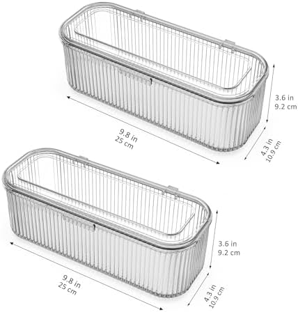 JessLab Makeup Brush Holder Organizer, Clear Makeup Sponges Organizer, Cosmetic Storage Case with Lid Display Case for Vanity, 1 Compartment (2 Pack) - Image 5