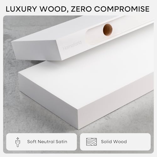 Homeforia 20 Inch Floating Shelves, High-End Solid Pine Wood, Set of 4 - Image 3