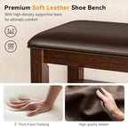 Taitiy Shoe Bench with 3 Tier Adjustable Shelves Rubberwood Entryway 31.5'' - Image 5