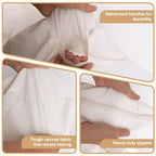 Soft Large Canvas Storage Bags with Zipper. Thick Breathable. Four Carrying Handles and Window. Cotton Linen Storage for Pillows, Quilt, Blankets and Comforter, 80L, Beige - Image 5