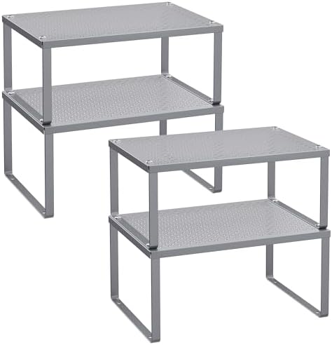 SONGMICS Set of 4 Metal Spice Racks, Stackable Expandable Shelf Risers by SONGMICSbySONGMICSHOME