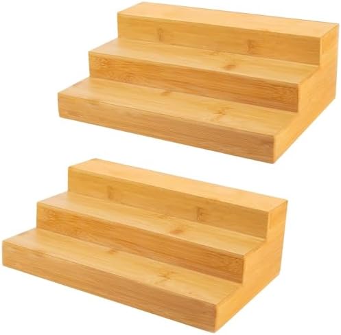 2 Pack Bamboo Spice Rack Organizer for Kitchen Counter, 3 Tier Spice Shelf by FoverOne