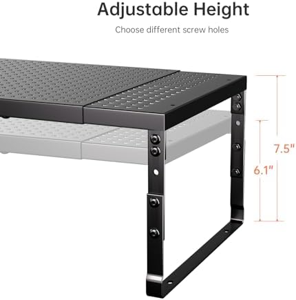 Cabinet Shelf,Expandable Adjustable Stackable Kitchen Organizer,for cabinets, Kitchens, countertops, bathrooms Shelf Organizer (2Packs/Black,Medium) - Image 4