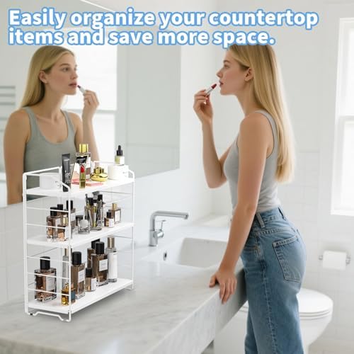 Bathroom Counter Organizer, Makeup Organizer Countertop Rack, 3 Tier, White - Image 4