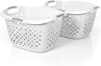Home Logic 1.75 Bushel Plastic Laundry Basket with Hip Grip, Large Laundry Hamper with Handles, Ventilated Clothes Organizer for Bedroom Bathroom Closet, 2 Pack, White by HomeLogic