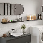 BAMEOS 47in Floating Shelves, Black Wall Mounted Wooden Shelves with Invisible Brackets Set of 2 - Image 2