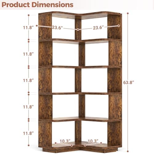 Besiost Corner Book Shelf, 6-Shelf Corner Bookshelf for Small Corner Spaces - Image 3