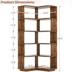 Besiost Corner Book Shelf, 6-Shelf Corner Bookshelf for Small Corner Spaces - Image 3