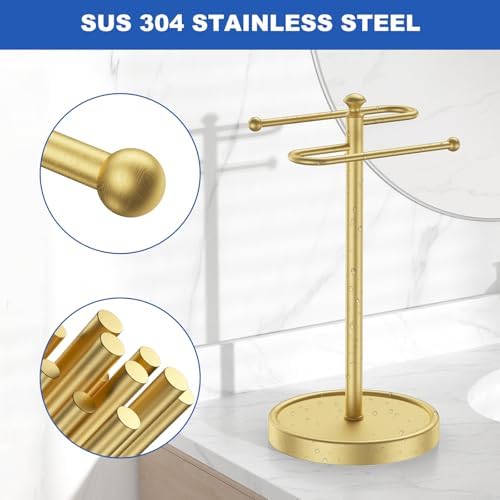 Hand Towel Holder, 304 Stainless Steel Heavy Duty S Shape Hand Towel Stand Free Standing Towel Bar for Bathroom Kitchen Countertop - Image 2