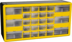 Akro-Mils 26-Drawer Plastic Storage Cabinet, 20"W x 6"D x 10"H, Yellow by Akro-Mils