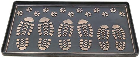 ART & ARTIFACT Rubber Boot Tray Wet Shoe Tray for Entryway Indoor Outdoor Snow Boot Mat Extra Large Shoe Tray 32" x 16", Black, Footprints & Paws by ARTARTIFACT