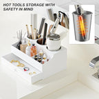 Hair Tool Organizer, Acrylic Hair Blow Dryer Holder Stand for Straightener and Curling Storage, Bathroom Vanity Countertop Organization for Makeup Accessories (White) - Image 3