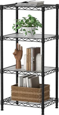 SINGAYE 4 Small Shelves Storage Shelf Wire Shelving Unit Metal Shelf Adjustable Organizers Storage Shelving with Wheels for Bathroom Laundry Room Kitchen Pantry11.5”D x 17.3”W x 44.5”H Black by SINGAYE