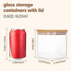 6pcs Glass Food Storage Containers with Bamboo Lids, 0.6qt Glass Jars - Image 2