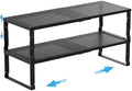 Expandable Spice Rack Kitchen Cabinet Shelf Organizer, Stackable Storage Shelves Racks, Adjustable Counter Shelving for Cabinets, Countertop, Cupboard,Pantry and More(2Packs/Black/Medium) by Goodqualityproducts