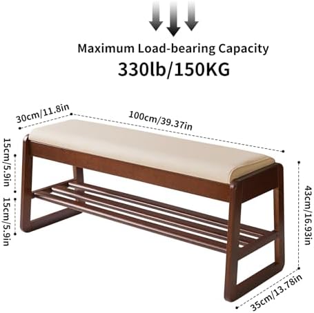 Aibiju Shoe Rack Bench with Cushion, 2 Tiers Wood Shoe Bench with Flip-Top Storage, 39.37in Shoe Rack for Entryway, Hallway, Walnut Color YD-WD062B - Image 3