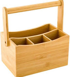 Restaurantware-8.25 x 5 x 9.25 Inch Silverware Caddy With Napkin Holder, 1 Durable Outdoor Utensil Holder - Built-In Handle, 4 Slots, Bamboo Picnic Silverware Holder, For Knives, Forks, And Spoons, - Image 2