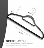 KEPLIN Velvet Hangers 20 Pack - Non-Slip Clothes Hangers with Tie Bar & 360° Hook - Durable & Sturdy, Space-Saving Wardrobe Organisers for Suits, Jackets & Clothes- Home Storage Solution (Black) - Image 2