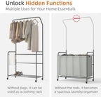 ROMOON Laundry Hamper Sorter Cart, 4 Section Organizer with Hanging Bar - Image 4