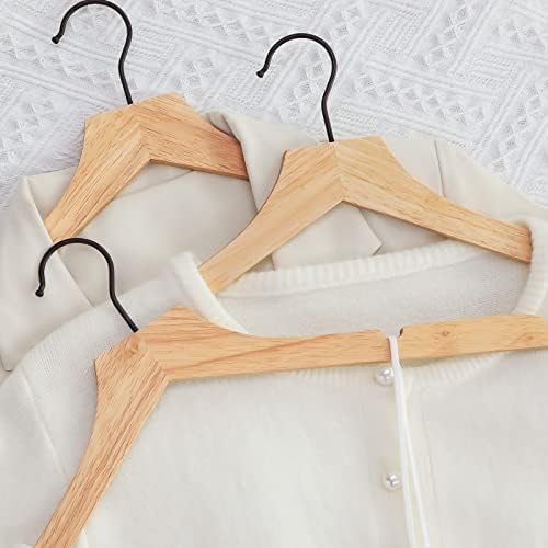 TOPIA HANGER Wooden Hangers 20 Pack, Rubber Wood Clothes Hangers with Rotatable Black Hook and Smooth Cut Nothces, Space Saving Hangers for Coats, Suits, Jackets, Sweaters, Dresses - CTS07N - Image 4