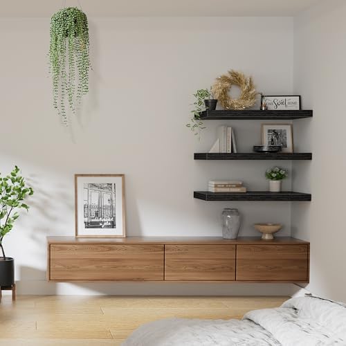 QEEIG 12" Deep Floating Shelves for Wall (Black, Set of 3, 23.6" x 12") - Image 5