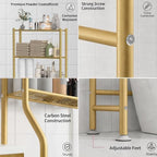 GloTika 3-Tier Over Toilet Storage, Anti-Tilt, 64" H, Gold - Image 4