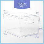 Plastic Food Storage 4 Pack Clear Container Bin with Handles for Organizing Kitchen, Pantry, Refrigerator, Freezer, Pantry, Cabinet, Closet, Bathroom. 10”x7.5”x5.3” - Image 3