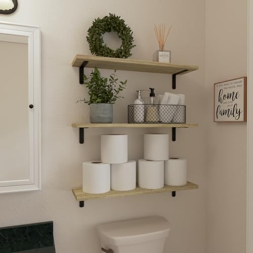 WOPITUES 24'' Long Floating Shelves for Wall Decor & Storage, Rustic Brown - Image 4