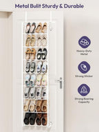 SWTYMIKI Over the Door Shoe Organizer - 8 Tier Wall Mount Shoe Rack for Door Storage- Heavy Duty Metal Hanging Shoes Shelf for Flats, Heels, Sneakers, Boots White - Image 4