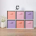 Stero 13x13x13 Inch Fabric Storage Bins 6 Pack Fun Colored Durable Storage Cubes with Handles Foldable Cube Baskets for Home, Kids Room, Closet and Toys Organization Purple, Pink, peachpuff - Image 4