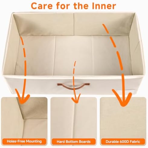 60L Large Under Bed Storage with Wheels Pack of 2, Underbed Shoe Container Bin with Clear Lid Cover, 10.5 Inches Rolling Under Bed Drawer Storage Bag Basket for Boots Quilt Sweater - White - Image 5