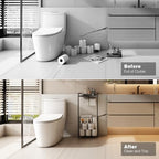 VOLDRA Toilet Paper Holder Stand with Storage Shelf, Free Standing Toilet Paper Roll Holder with Large Basket Heavy Duty Floor Double Tissue Dispenser for Bathroom Freestanding Tp Holder (Matte Black) - Image 6