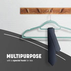 KEPLIN Velvet Hangers 30 Pack - Non-Slip Clothes Hangers with Tie Bar & 360° Hook - Durable & Sturdy, Space-Saving Wardrobe Organisers for Suits, Jackets & Clothes- Home Storage Solution (Mint Green) - Image 6