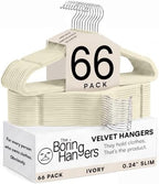 66 Pack Ivory Velvet Hangers Non Slip, Felt Hangers by TheBoringHangers