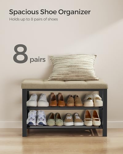 SONGMICS Shoe Bench, Storage Bench, Entryway Bench with Cushion - Image 5