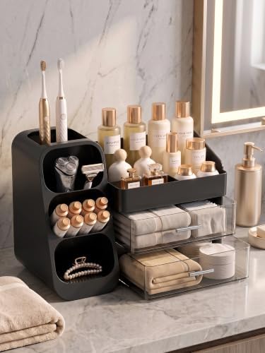 Booklov Large Makeup Organizer for Vanity Countertop, Black - Image 4