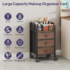 SWTYMIKI Rolling Makeup Organizer Cart - Under Desk Vanity Makeup Storage with 3 Non-woven Drawers, Nail Cart Organizer Cosmetic Display Cases Cabinet for Skin Care Perfume Nail Polish Brush Hair Tool - Image 6