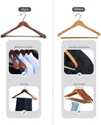 Nature Smile Luxury Wooden Suit Hangers 12 Pack Wood Coat Hangers Jacket Outerwear Shirt Hangers,with Extra-Wide Shoulder, 360 Degree Swivel Hooks & Anti-Slip Bar with Screw(Retro Color) - Image 5