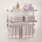 23 Inches 3-Tier Towel Racks for Bathroom with Towel Bars Multilayer Hotel Towel Shelf Stainless Steel Wall-Mounted Brushed Finish Holder with Towel Shelves by DDS-DUDES