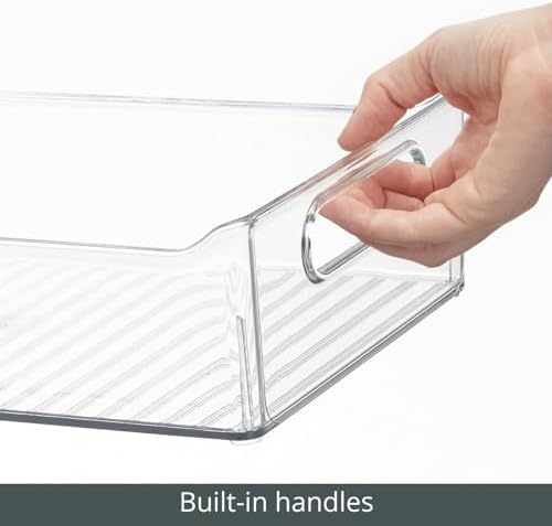 mDesign Plastic Kitchen or Pantry Storage Bins with Handles - Organization in Cabinet, Fridge or Freezer - Fruit Container for Refrigerator or Food Organizer for Pasta, Ligne Collection, 2 Pack, Clear - Image 6