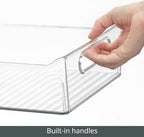 mDesign Plastic Kitchen or Pantry Storage Bins with Handles - Organization in Cabinet, Fridge or Freezer - Fruit Container for Refrigerator or Food Organizer for Pasta, Ligne Collection, 2 Pack, Clear - Image 6