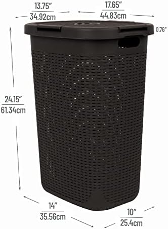 Mind Reader Slim Laundry Hamper with Lid, 60L Tall Clothes Basket, Narrow Tapered Design for Bathrooms, Closets and Laundry Rooms, Plastic, 2 Pack, Brown - Image 3