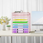 Cawukege 9 Tier Paper Organizer with Handle, Large Capacity Desk Organizer Mesh Paper Letter Tray File Folder Document Sorter for Classroom and Office Accessories Organization- Pink (2 Pack) - Image 6