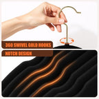 Flottian 60 Pack Black Velvet Hangers Non Slip,Felt Hangers with Gold Hook - Image 3
