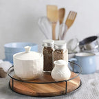 [ 2 Pack ] 11" & 12" Acacia Wood Lazy Susan Organizers with Steel Sides - Image 6